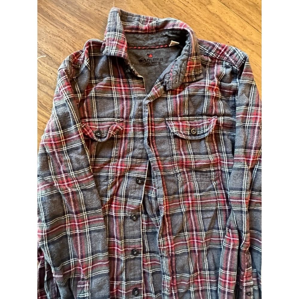 Woolrich Plaid Button Down Shirt 100%Cotton Long Sleeve Red Medium